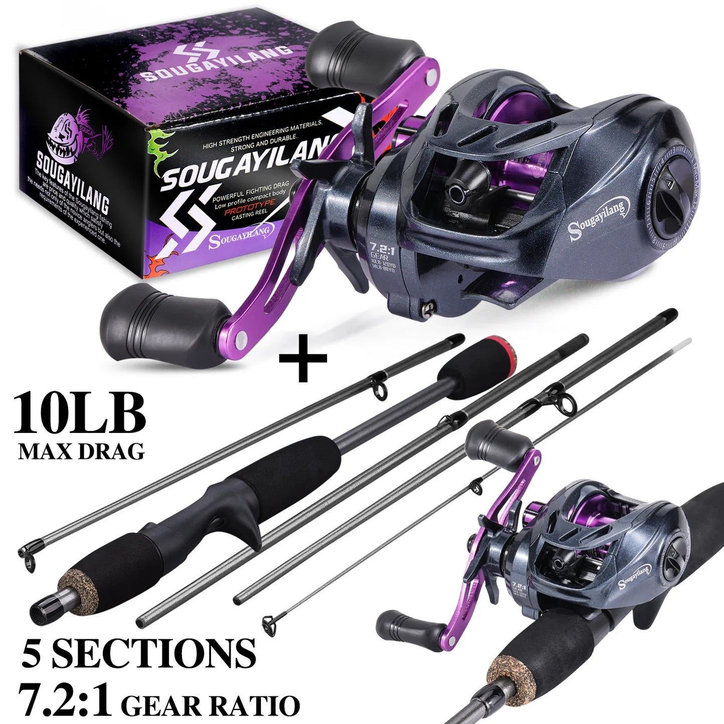 Sougayilang Freshwater Bass Fishing Rod - Hot Pink