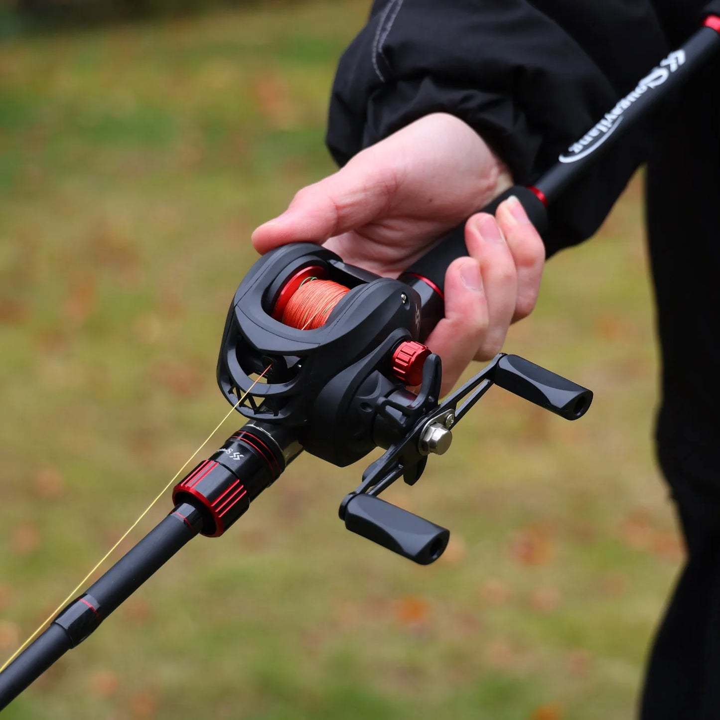 Sougaliyang Black/Red Bait-Cast Rod Combo