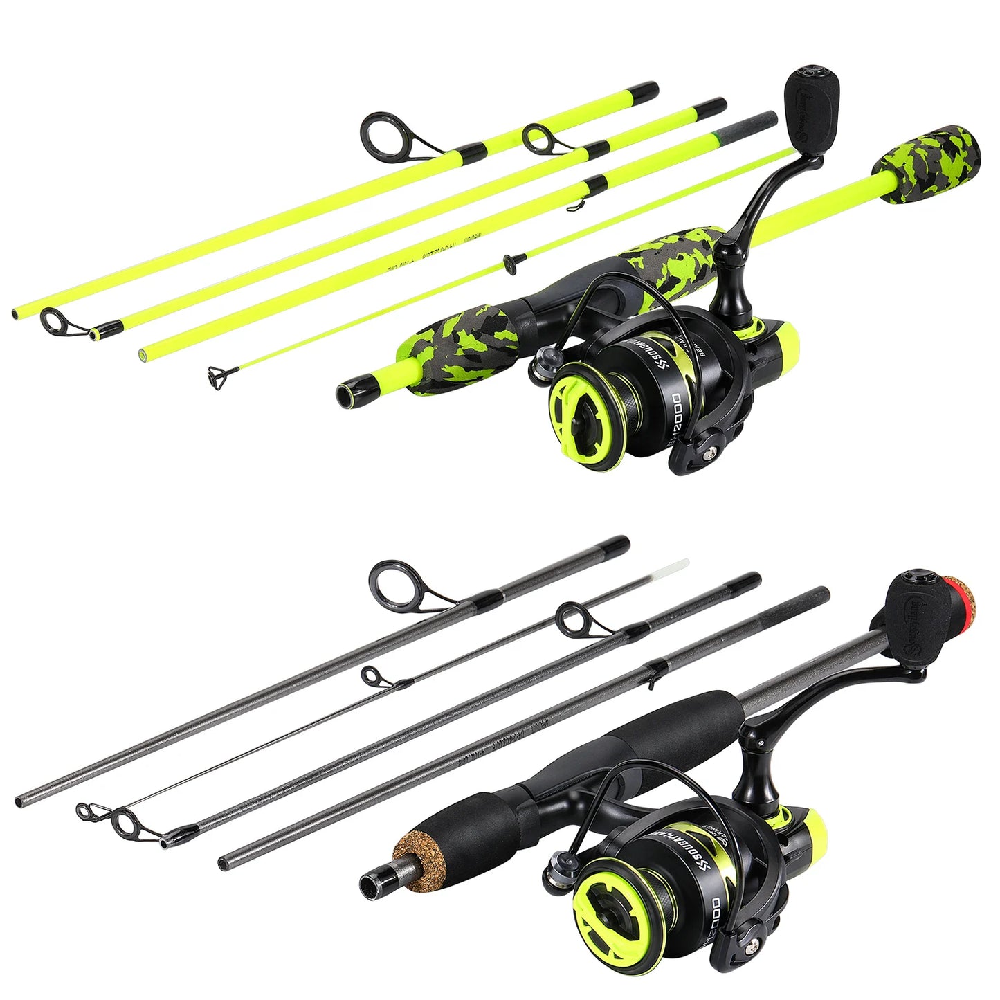 Sougayilang 5-section Spinning Combo - Yellow 6’ 7’ 8’