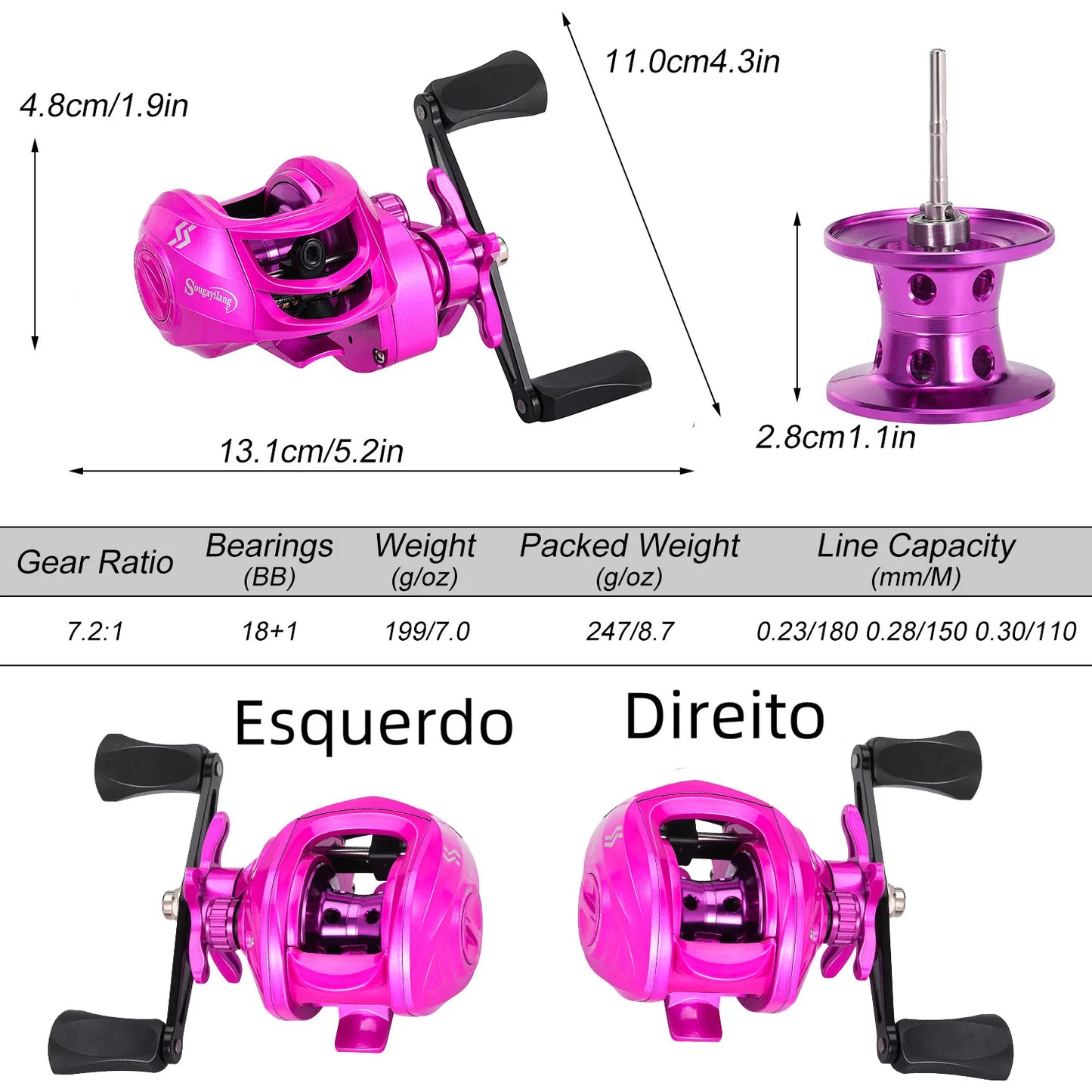 Sougayilang Freshwater Bass Fishing Rod - Hot Pink