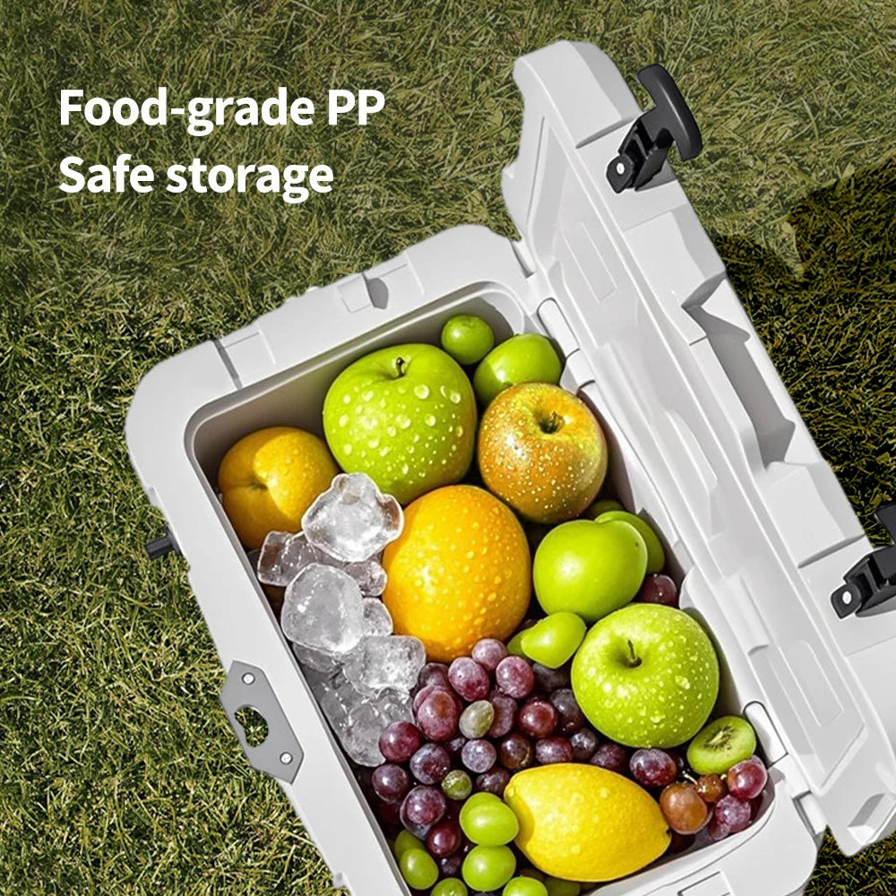 Mobi Garden Portable Wheeled Cooler  Insulated Ice Box for Car Picnics Outdoor Camping   Fresh Food Storage