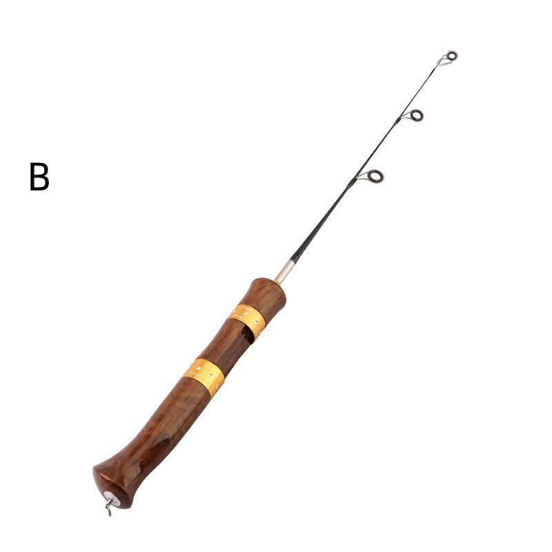 Wooden-Cast Gun Handle Ice Fishing Rod