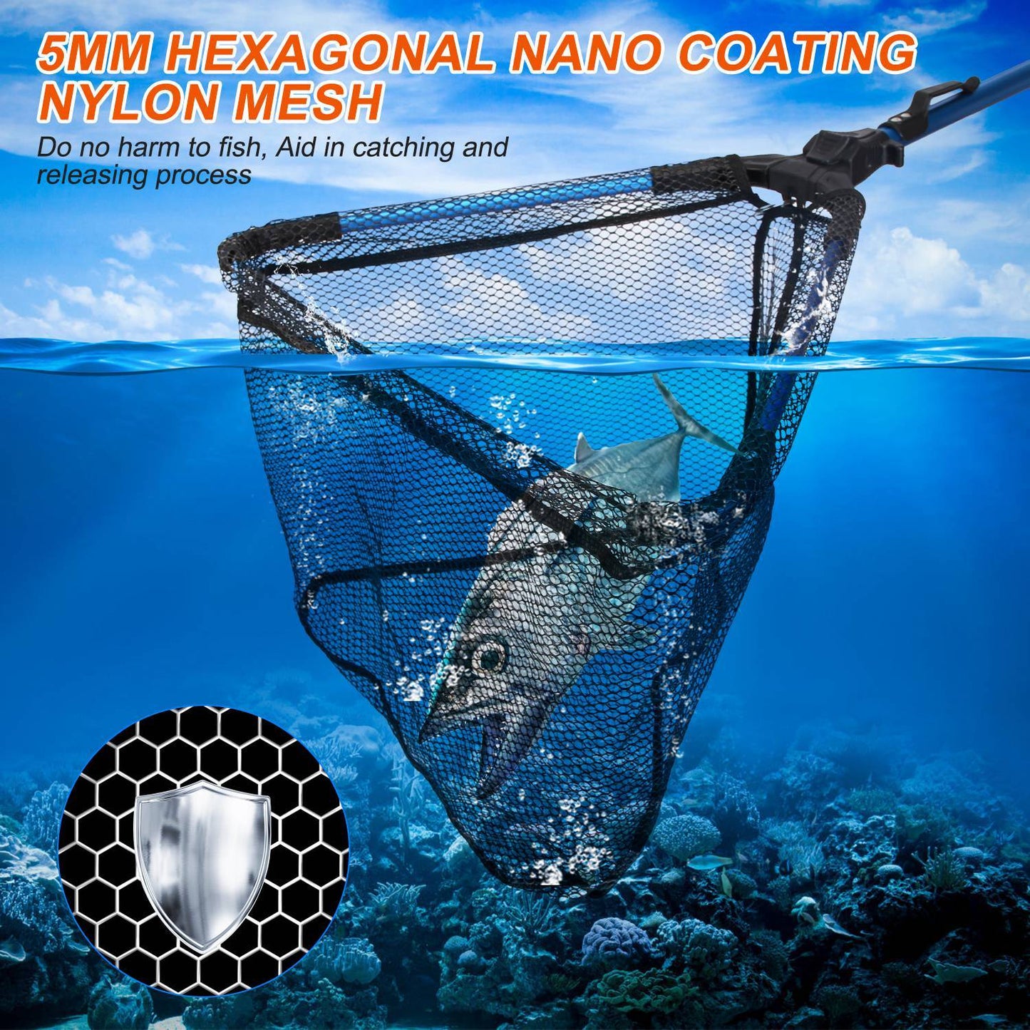 1Pc Foldable Fishing Net With Aluminum Alloy Rod