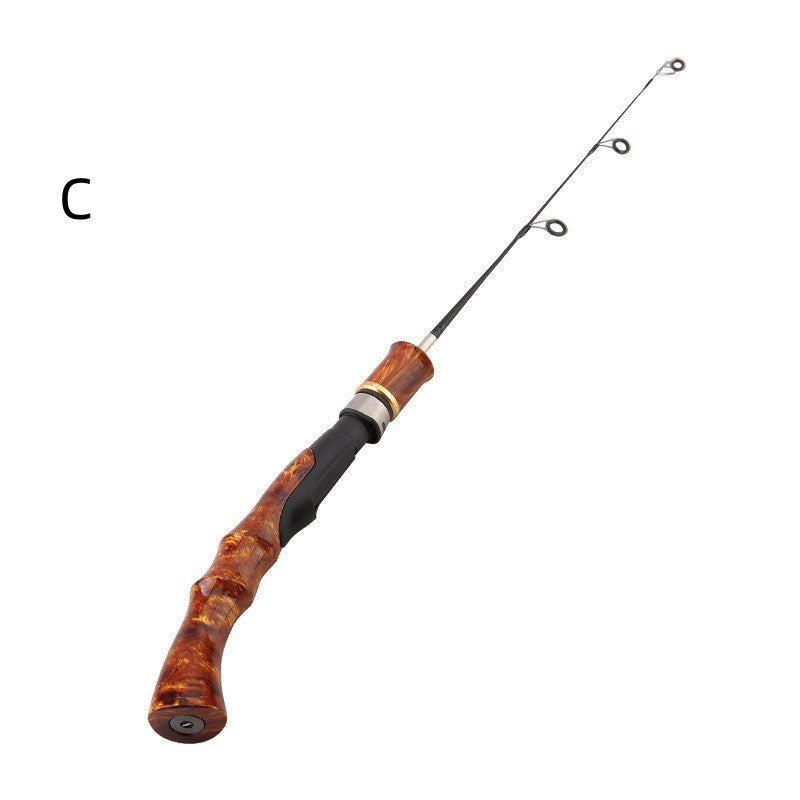 Wooden-Cast Gun Handle Ice Fishing Rod