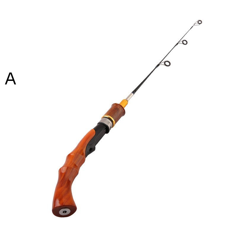 Wooden-Cast Gun Handle Ice Fishing Rod