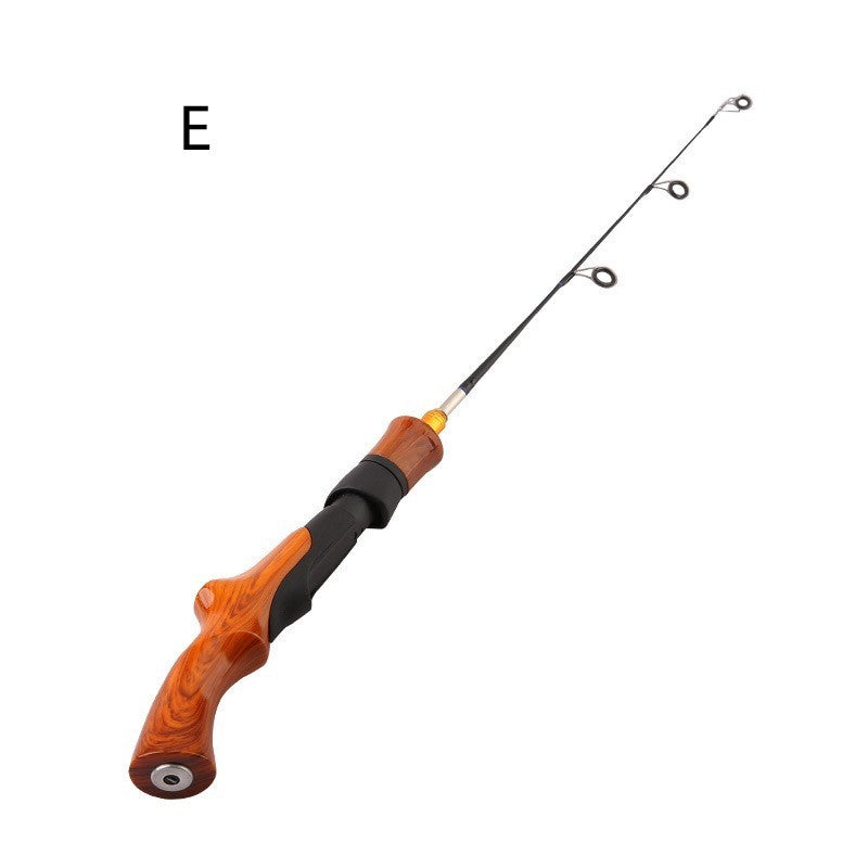 Wooden-Cast Gun Handle Ice Fishing Rod