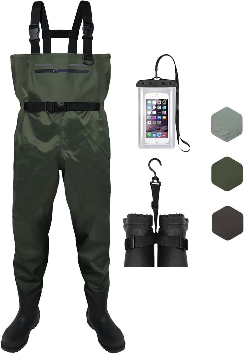 Waterproof 2-Ply Nylon PVC Chest Wader With Boots