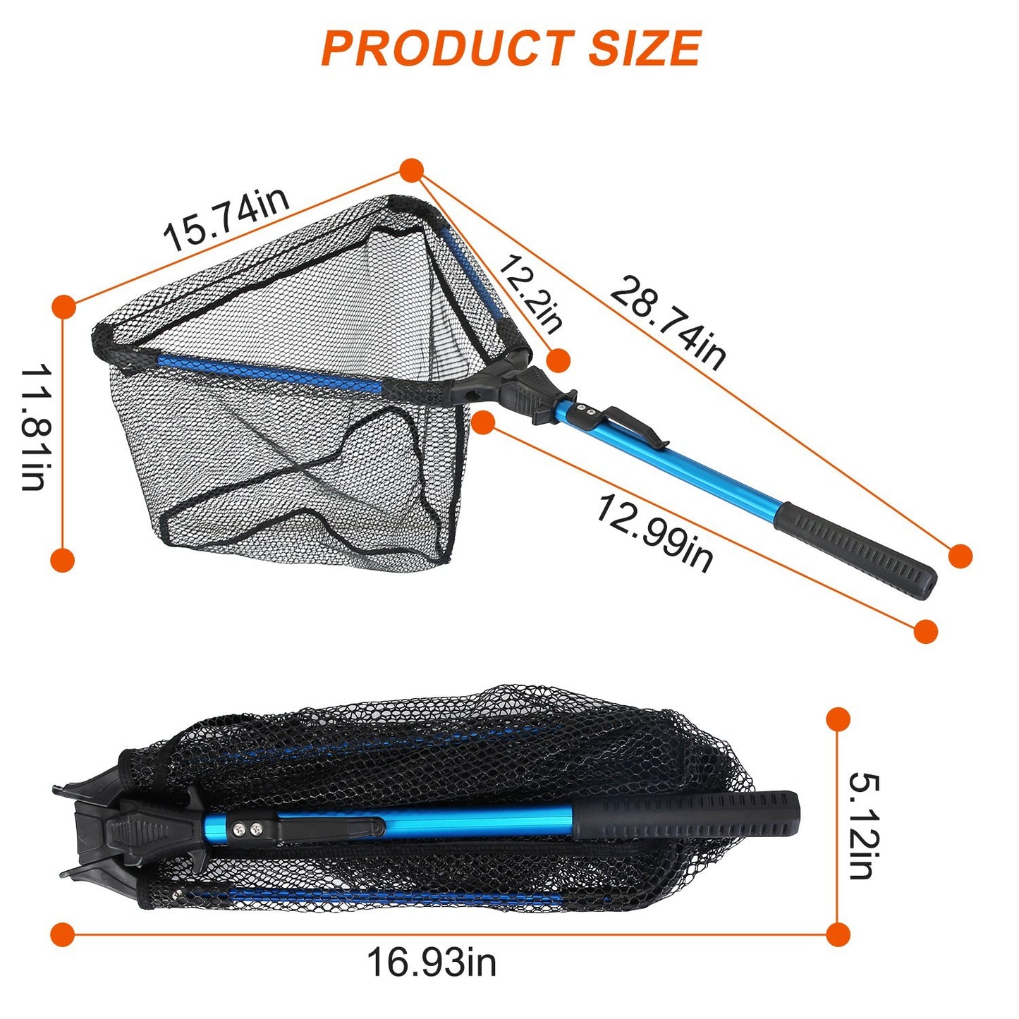 1Pc Foldable Fishing Net With Aluminum Alloy Rod