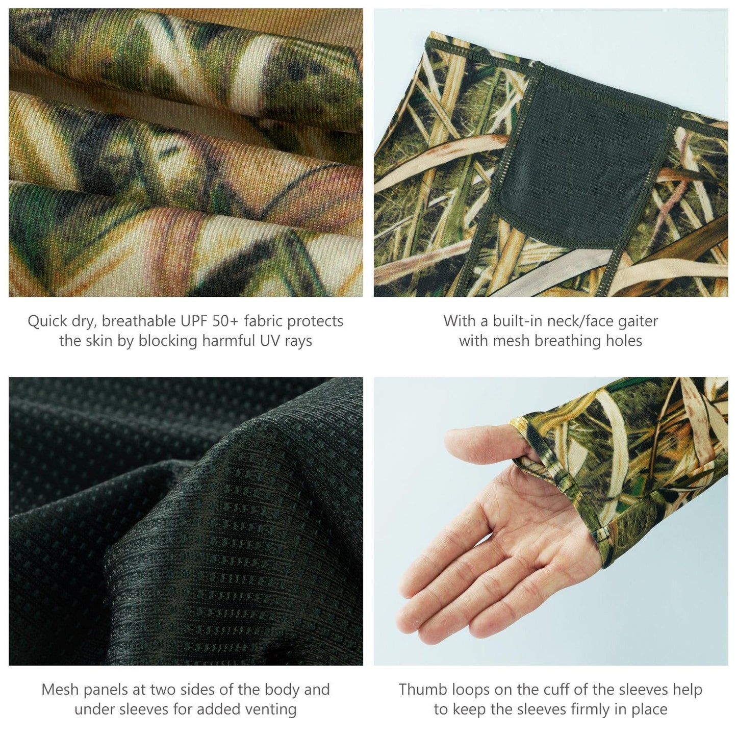 Men's UPF 50+ Long Sleeve Hunting Hoodie with Mask