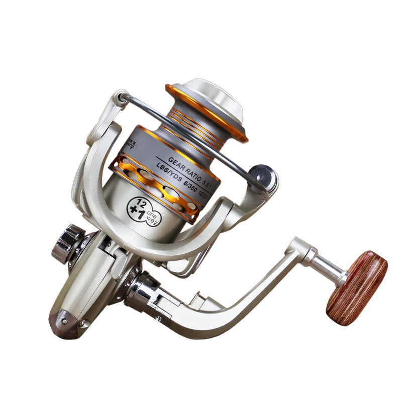 Metal Head Fishing Reel, Wood Handle