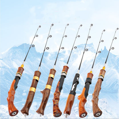 Wooden-Cast Gun Handle Ice Fishing Rod