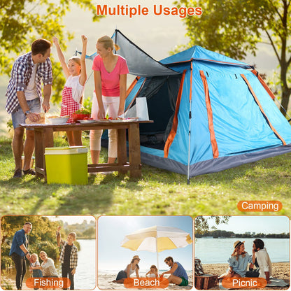1Pc 4-5 Person Camping Tent With 2 Mosquito Nets, Carry Bag, & Rainfly