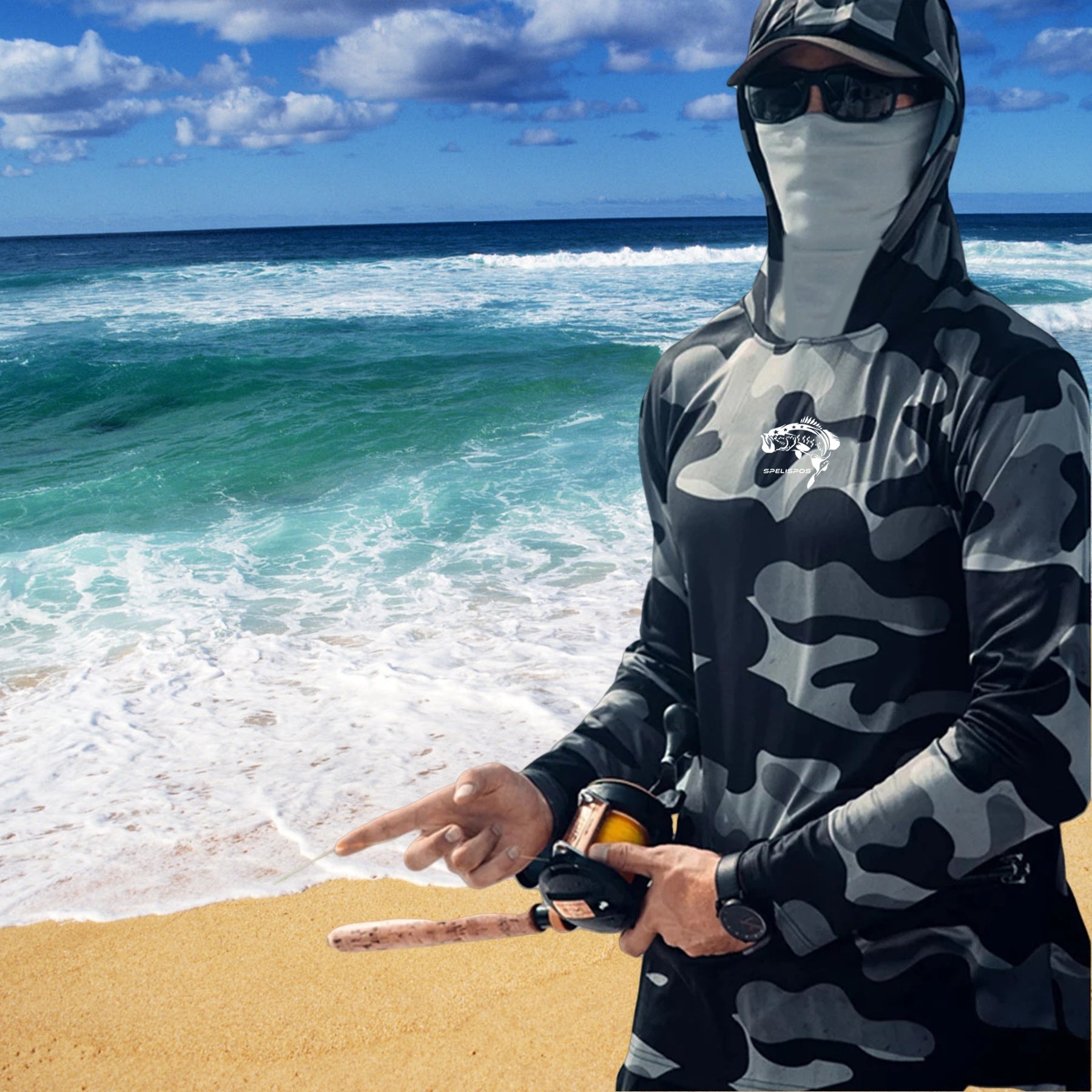 Huk Fishing Hoodie w/ Face Mask