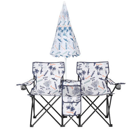Coconut Tree Pattern Fishing Chair With Parasol