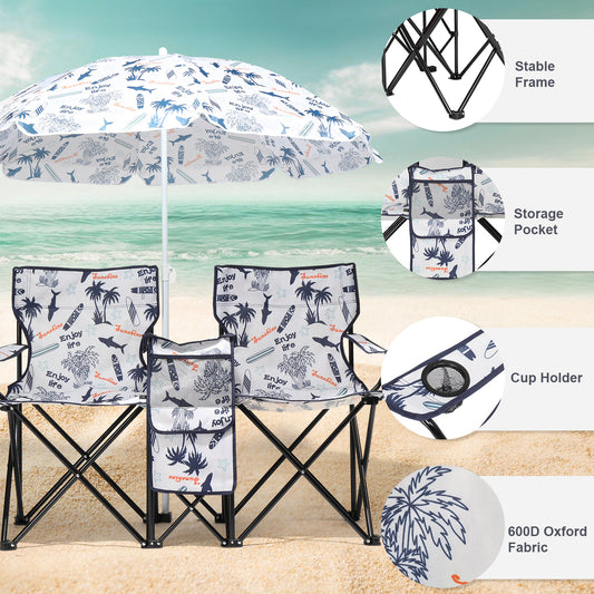 Coconut Tree Pattern Fishing Chair With Parasol