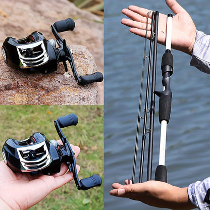 Sougayilang Baitcasting Fishing Combination 1.98m/6.5ft Portable Fishing Rod 12+1 Bb Casting Fishing Kit for Travel Saltwater Freshwater Fishing Kit