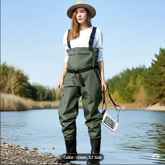Waterproof 2-Ply Nylon PVC Chest Wader With Boots