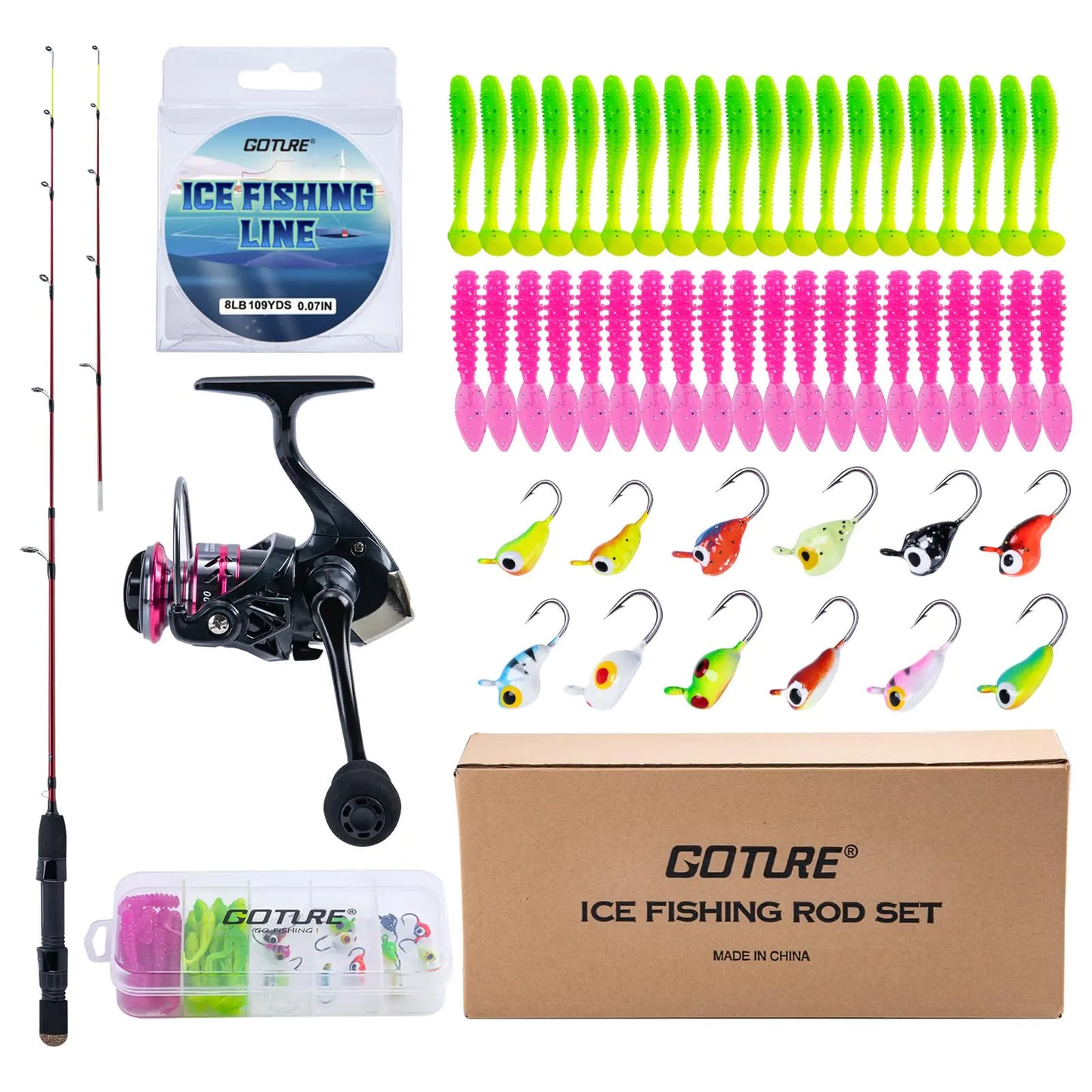 Goture Ice Fishing Rod Reel Kids Combo