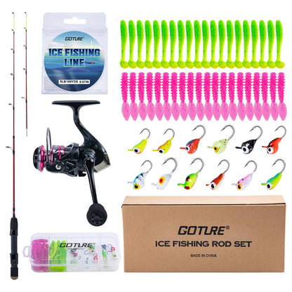 Goture Ice Fishing Rod Reel Kids Combo