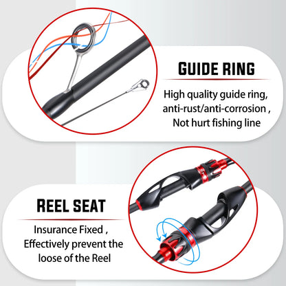 Sougayilang Casting/Spinning Rod - Black/Red