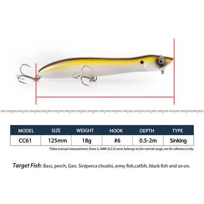 120mm/18g Topwater Pencil Popper Floating Fishing Lure