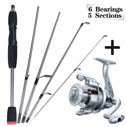 Sougayilang 5-section Spinning Combo - Yellow 6’ 7’ 8’