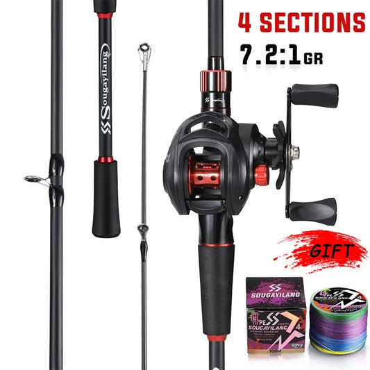 Sougaliyang Black/Red Bait-Cast Rod Combo