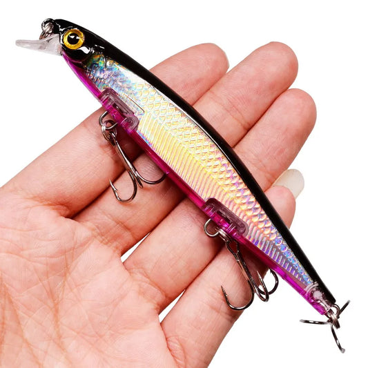 1PCS Laser Wobbler Fishing Lures Minnow Hard Artificial Bait 11CM