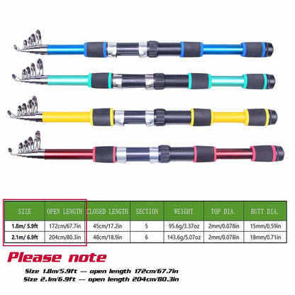 Telescopic Fishing Rod Combo - 6’-7’