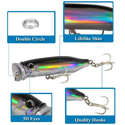 1pc Floating Popper Wobbler Fishing Lure Crankbait Artificial Bait Poper Carp Fishing Bait Artificial Bait