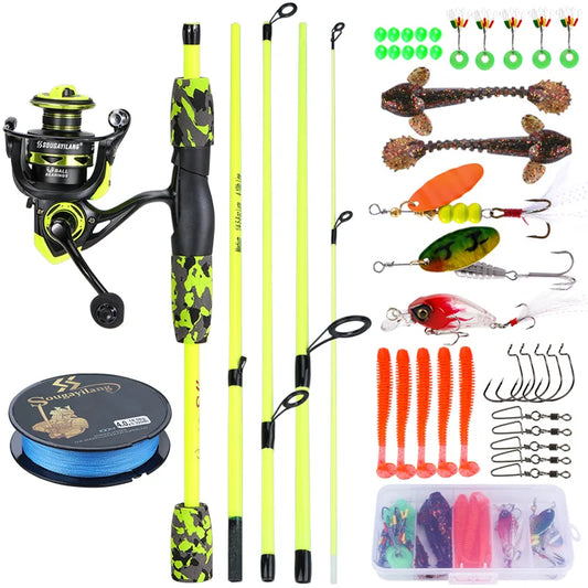 Sougayilang 5-section Spinning Combo - Yellow 6’ 7’ 8’