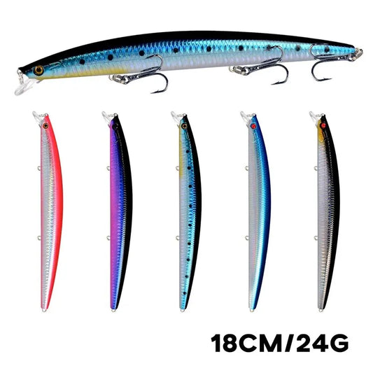 Minnow Fishing Lure Laser Hard Artificial Bait 18cm 24g 3D Eyes Sharp Hooks Sea Fishing Bait Colorful Crankbait Wobblers