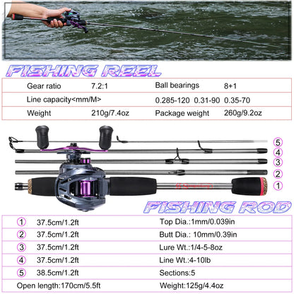 Sougayilang Freshwater Bass Fishing Rod - Hot Pink