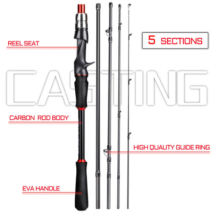 Sougaliyang Spinning/Casting Carbon Fiber 5-section Rod