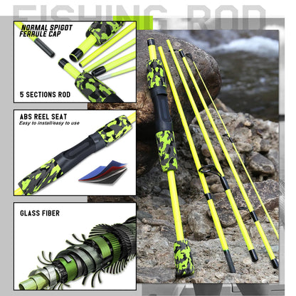 Sougayilang 5-section Spinning Combo - Yellow 6’ 7’ 8’
