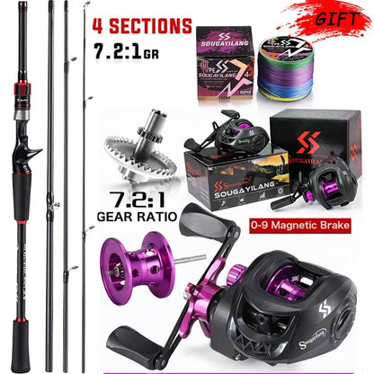 Sougaliyang Black/Red Bait-Cast Rod Combo
