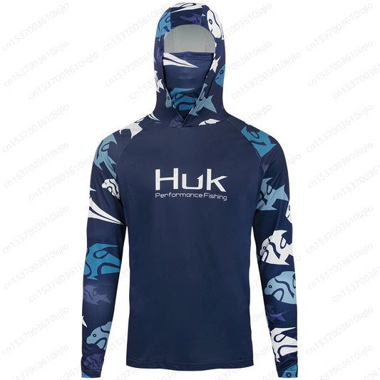 Huk UPF 50+ Long Sleeve Fishing Hoodie/Jersey w/ Mask