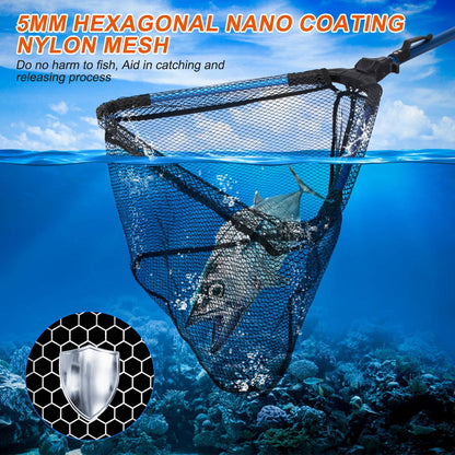 1Pc Foldable Fishing Net With Aluminum Alloy Rod