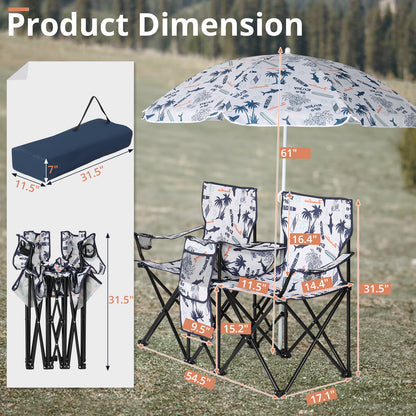 Coconut Tree Pattern Fishing Chair With Parasol