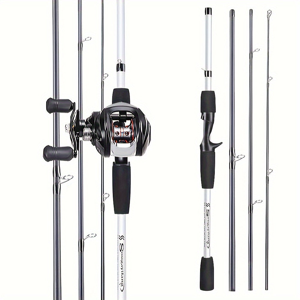 Sougayilang Baitcasting Fishing Combination 1.98m/6.5ft Portable Fishing Rod 12+1 Bb Casting Fishing Kit for Travel Saltwater Freshwater Fishing Kit
