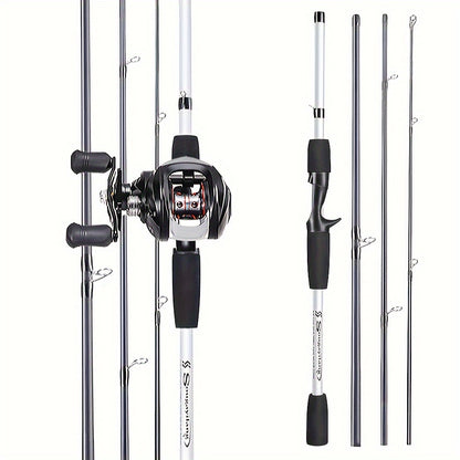 Sougayilang Baitcasting Fishing Combination 1.98m/6.5ft Portable Fishing Rod 12+1 Bb Casting Fishing Kit for Travel Saltwater Freshwater Fishing Kit
