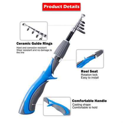 Portable Telescopic Fishing Rod & Reel Combo Kit - 130cm, Lure Included