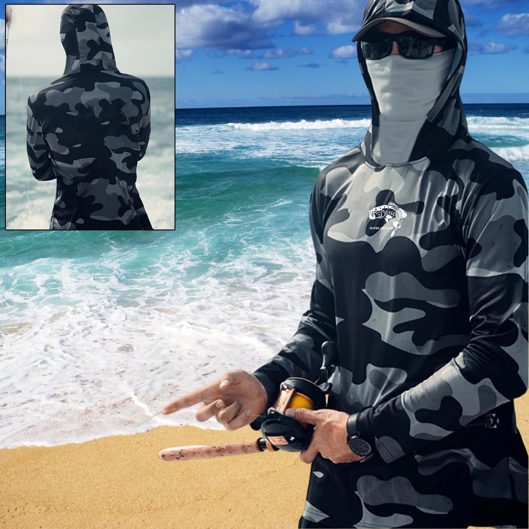Huk Fishing Hoodie w/ Face Mask