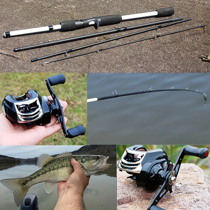 Sougayilang Baitcasting Fishing Combination 1.98m/6.5ft Portable Fishing Rod 12+1 Bb Casting Fishing Kit for Travel Saltwater Freshwater Fishing Kit