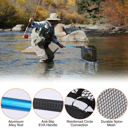 1Pc Foldable Fishing Net With Aluminum Alloy Rod