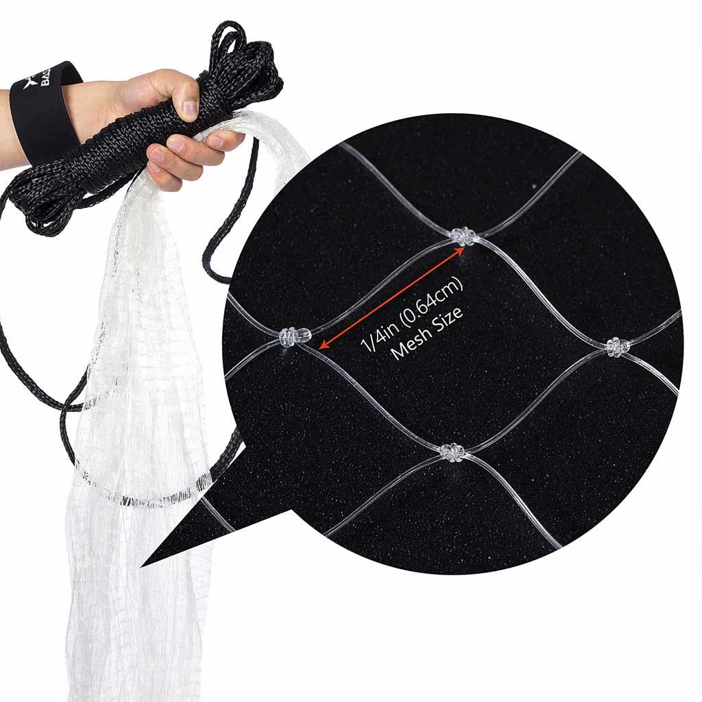 Fishing Cast Net 1/4-Inch with Utility Bucket for Bait Fish