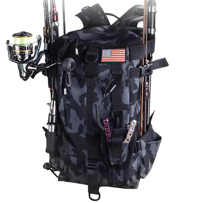MoiShow Fishing Backpack Tackle Bag Fishing Backpack with Rod Holders Large Storage Fishing Tackle Box Backpack Fishing Rod Bag for Carrying Fishing Gear and Equipment